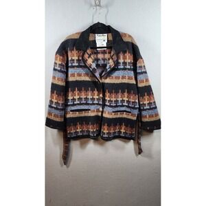 Vintage Pioneer Wear Jacket Womens Small Wool Southwest Western Suede Collar USA